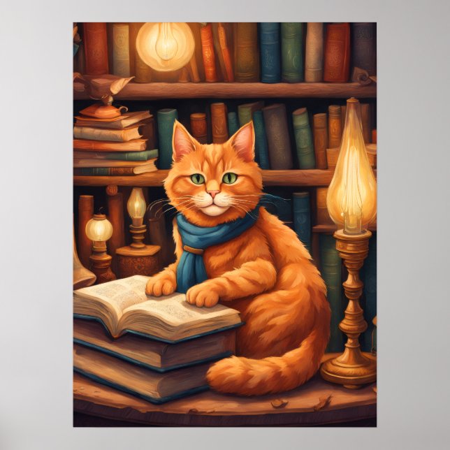 póster del gato de la biblioteca #13 (Frente)