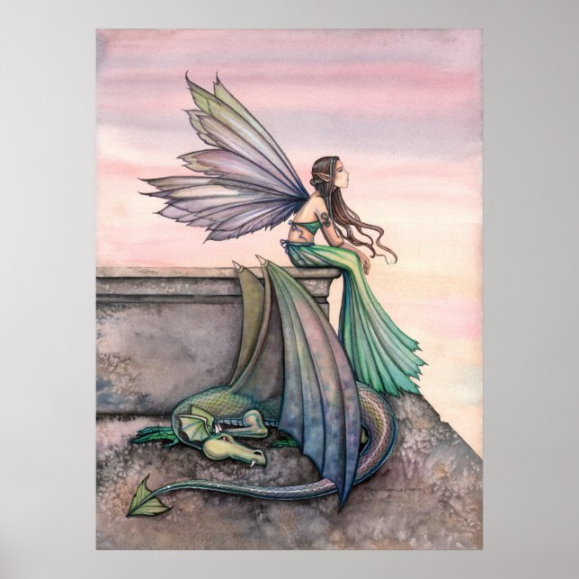 Póster del hada dragón del crepúsculo encantado (Frente)