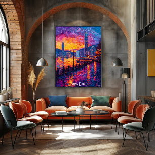Póster del horizonte de Hong Kong – Arte vibrante