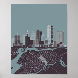 Póster del horizonte de la ciudad de Boston Massac