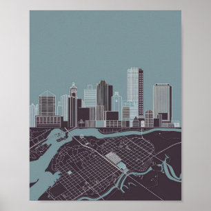 Póster del horizonte de la ciudad de Boston Massac