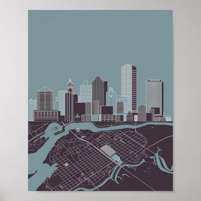 Póster del horizonte de la ciudad de Boston Massac (Frente)