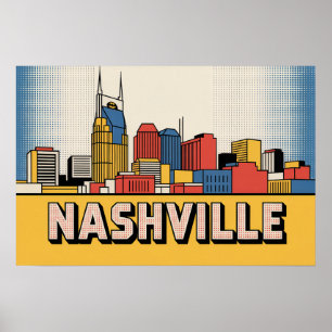 Póster del horizonte de Nashville – Arte pop audaz