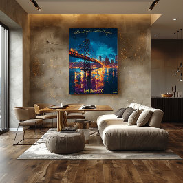 Póster del horizonte de San Francisco al atardecer