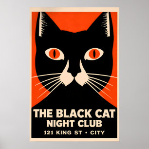 Póster del Jazz Club Black Cat, Estampado Animal A