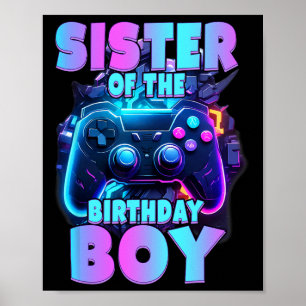 Póster Del Jugador De Videojuegos De Cumpleaños 1