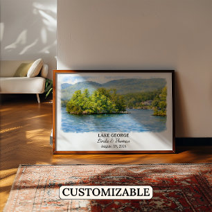 Póster del lago George Nueva York, Acuarela, Perso