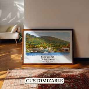 Póster del lago George Nueva York, Acuarela, Perso