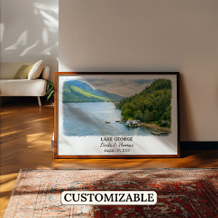 Póster del Lago George Nueva York, Acuarela, Perso