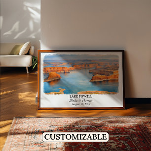 Póster del Lago Powell Utah, Acuarela, Personaliza