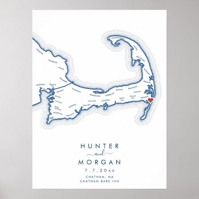 Póster del Libro de Invitados de Boda de Chatham B (Frente)