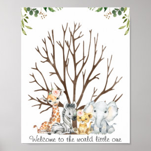 Poster del libro de visitas Floral Foliage Safari
