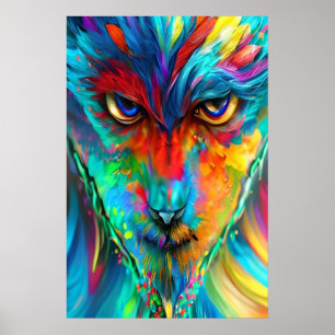 Poster del Lobo Arcoiris - Arte abstracto psicodél