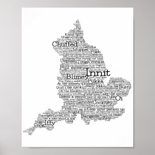 Poster del Mapa de Arte de Palabra Británico