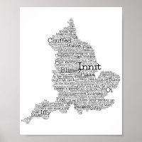 Poster del Mapa de Arte de Palabras Británico