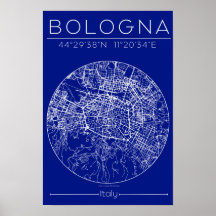 Póster del mapa de Bolonia en blueprint – Plano ci