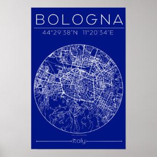 Póster del mapa de Bolonia en blueprint – Plano ci