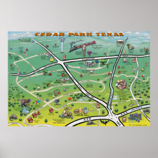 Póster del mapa de Cedar Park