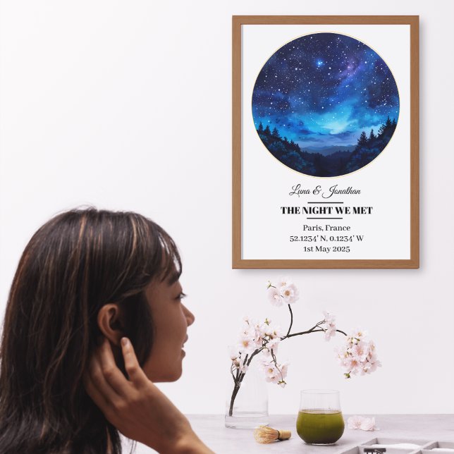 Poster del mapa de estrellas personalizado - Anive (Custom Star Map Poster - Anniversary, Wedding Date Night Sky)