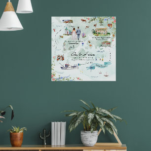 Póster del mapa de la boda de Grundsunds Suecia