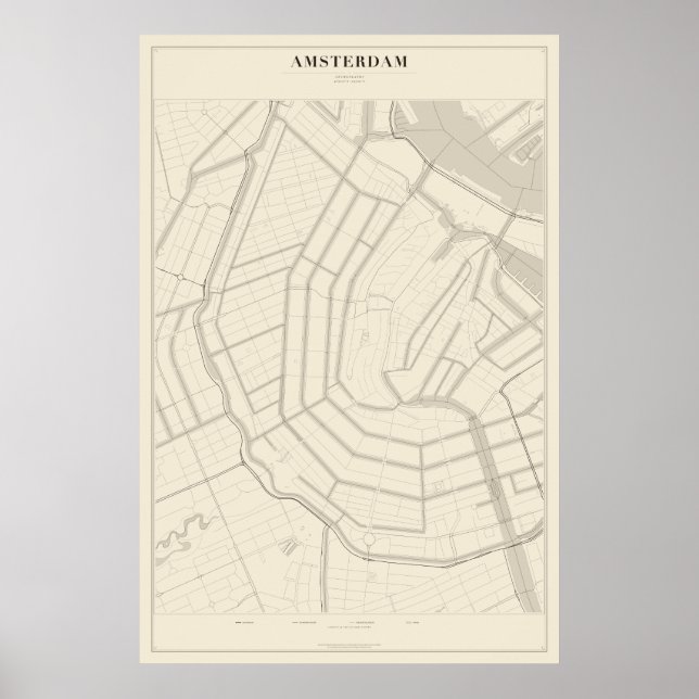 Póster del mapa de la calle de Ámsterdam (Frente)