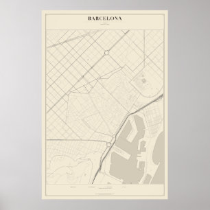 Póster del mapa de la calle de Barcelona