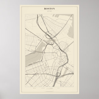 Póster del mapa de la calle de Boston