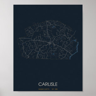 Póster del mapa de la calle de Carlisle Massachuse