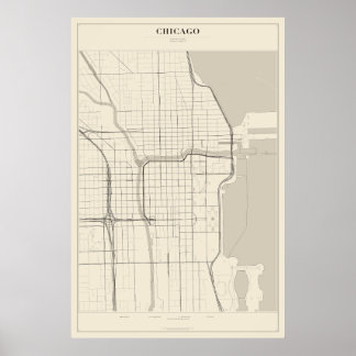Póster del mapa de la calle de Chicago