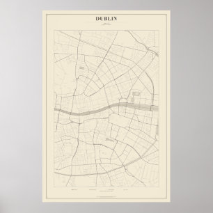 Póster del mapa de la calle de Dublín