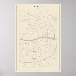 Póster del mapa de la calle de Dublín