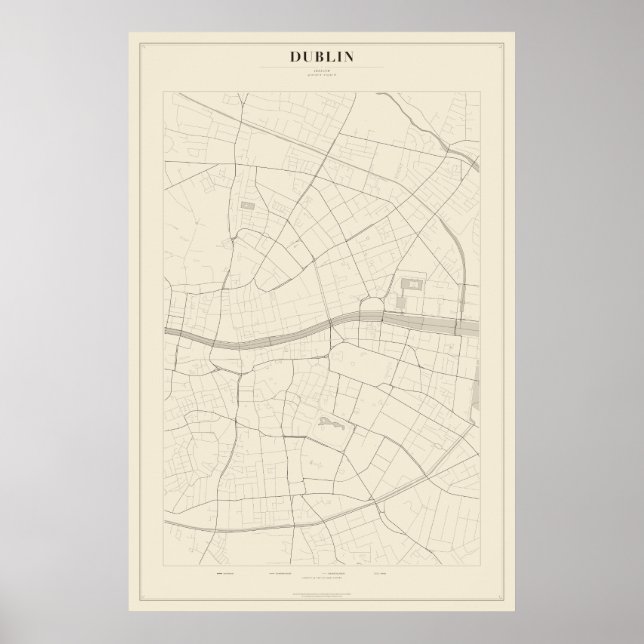 Póster del mapa de la calle de Dublín (Frente)