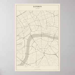 Póster del mapa de la calle de Londres
