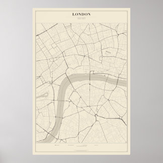 Póster del mapa de la calle de Londres