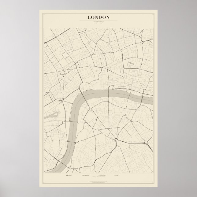 Póster del mapa de la calle de Londres (Frente)