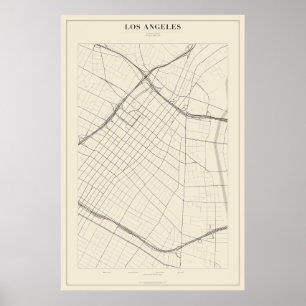 Póster del mapa de la calle de Los Ángeles
