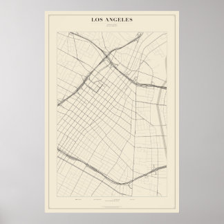 Póster del mapa de la calle de Los Ángeles