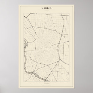 Póster del mapa de la calle de Madrid