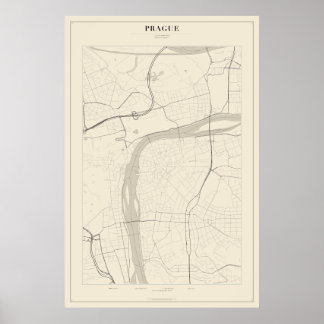 Póster del mapa de la calle de Praga