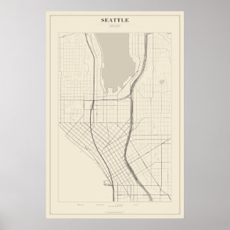 Póster del mapa de la calle de Seattle