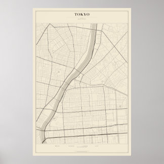 Póster del mapa de la calle de Tokio
