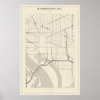 Póster del mapa de la calle de Washington DC
