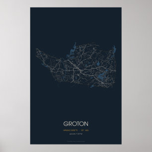 Póster del mapa de la calle Groton Massachusetts (