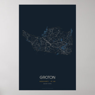 Póster del mapa de la calle Groton Massachusetts (