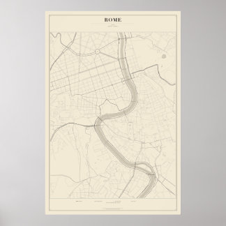 Póster del mapa de la calle Roma