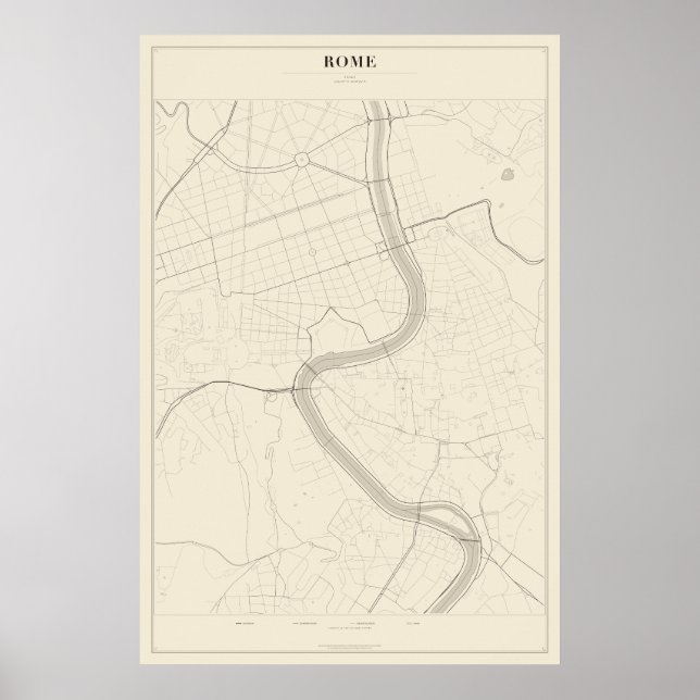 Póster del mapa de la calle Roma (Frente)
