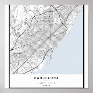 Póster del mapa de la ciudad de Barcelona | Arte d