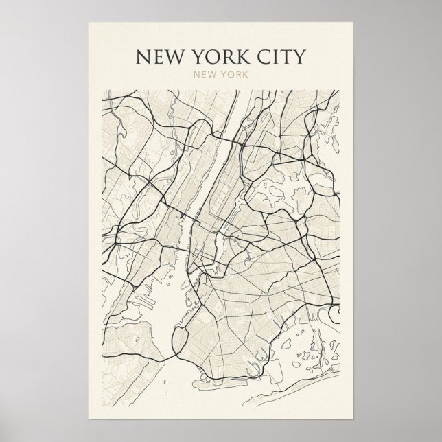 Póster del mapa de la ciudad de Nueva York (Frente)