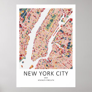 Póster del mapa de la ciudad de Nueva York Arte