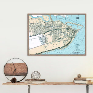 Póster del mapa de la ciudad de Quebec de 1906